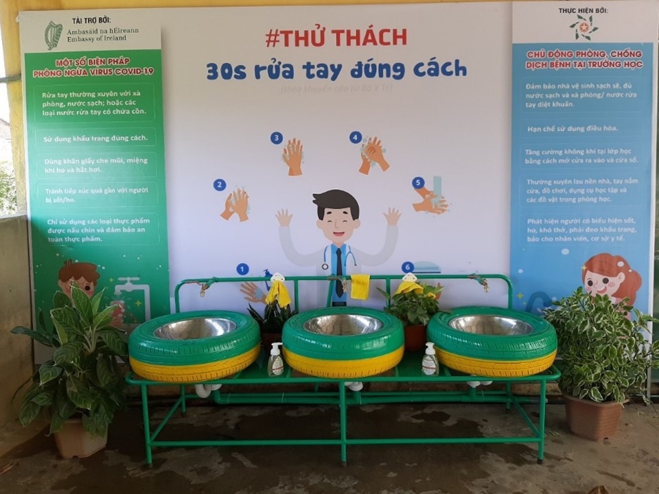 Ireland funded mobile hand-washing basins to help prevent coronavirus spread in quang tri